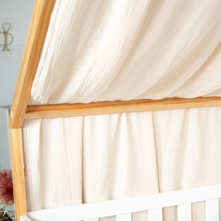 Ciel de lit cabane toile en gaze de coton jeanne 420 x 130 cm Beige+Blanc+Bleu+Camel+Écru+Gris clair+Marron+Rose+Terracotta+Vert de gris 2 - vertbaudet enfant 