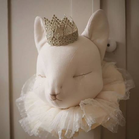 Trophée mural chat en lin – décoration chambre bébé enfant Écru 3 - vertbaudet enfant 