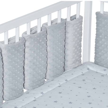 Tour de lit modulable 10 pièces extra doux minky Bleu+Écru+Gris+Rose 11 - vertbaudet enfant 