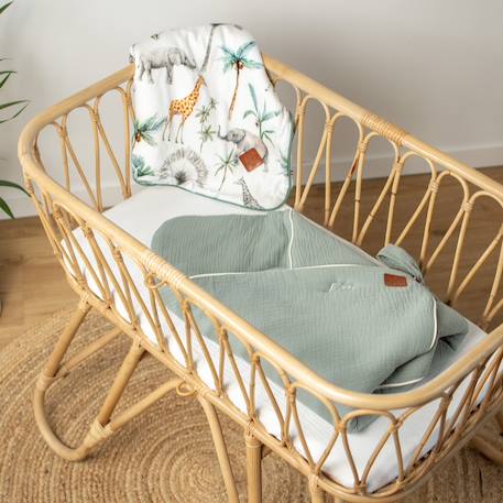 Couverture d'emmaillotage en gaze de coton jeanne Beige+Blanc+Blanc à pois or+Bleu+Camel+Écru+Gris clair+Terracotta+Vert de gris+Vieux rose 39 - vertbaudet enfant 