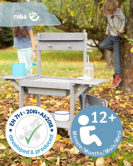 Table sable et eau en bois massif lasuré Gris+Teck 6 - vertbaudet enfant 