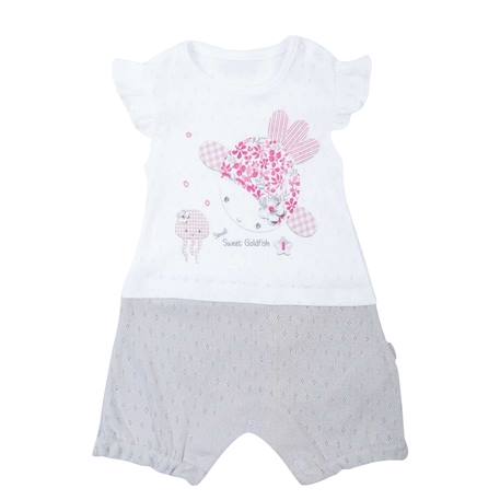 Combishort bébé en coton jacquard biologique doris Blanc / gris 1 - vertbaudet enfant 