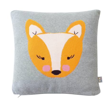 Taie de coussin en coton biologique Bleu, chaton+Écru, ourson+Gris, dino+Gris, renard+Gris, singe+Gris, toucan+Noir, chien+Rose, chat 17 - vertbaudet enfant 