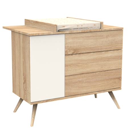 Plan à langer pour commode en bois - seventies Blanc/marron+Marron 7 - vertbaudet enfant 