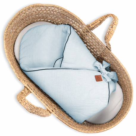 Couverture d'emmaillotage en gaze de coton jeanne Beige+Blanc+Blanc à pois or+Bleu+Camel+Écru+Gris clair+Terracotta+Vert de gris+Vieux rose 15 - vertbaudet enfant 