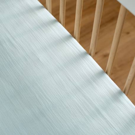 Drap housse en gaze de coton à carreaux Beige+Bleu 6 - vertbaudet enfant 