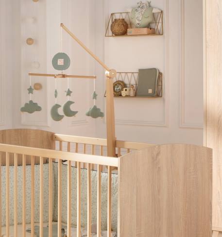 Mobile musical bébé en bois avec 4 jouets - uni petale Beige+Rose+Rouge+Vert 10 - vertbaudet enfant 