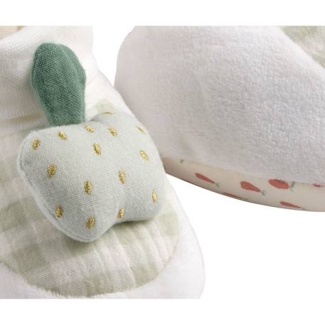 Chaussons bébé en velours - botanica Blanc 2 - vertbaudet enfant 