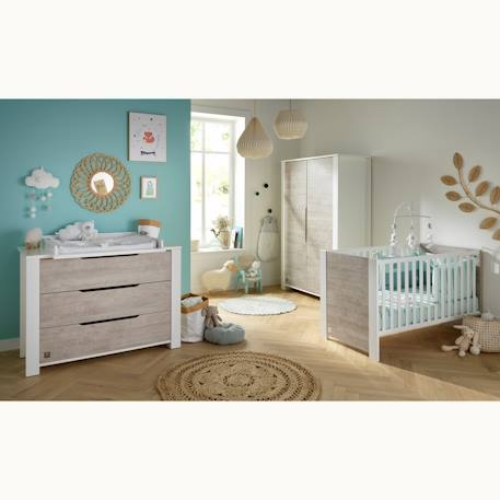 Lit bébé évolutif à barreaux - loft Gris/blanc 5 - vertbaudet enfant 