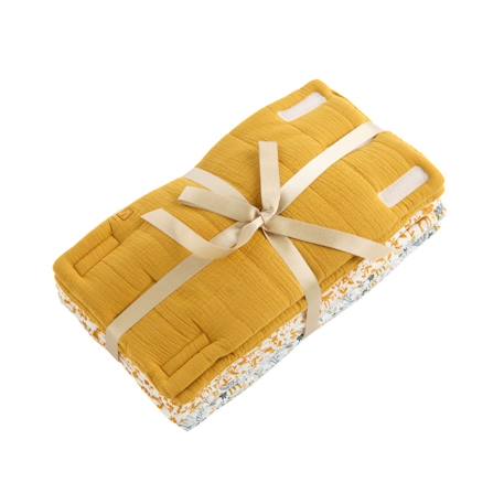 Protection de barreaux de lit en coton - promenons nous Bleu/blanc+Jaune/blanc 5 - vertbaudet enfant 