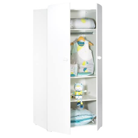 Armoire bébé 2 portes - basic Blanc+Blanc/gris+Blanc/rose 2 - vertbaudet enfant 