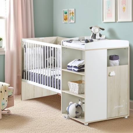 Lit bébé combiné evolutif en bois - smile Blanc+Gris 2 - vertbaudet enfant 