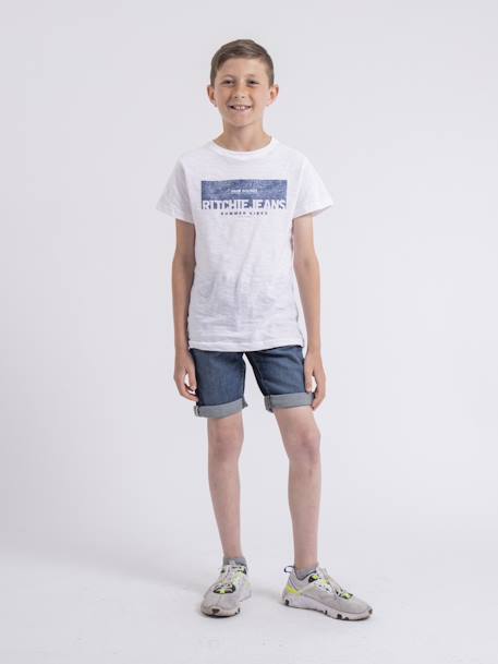 Bermuda en jean bloopy garçon Bleu clair+Bleu foncé 8 - vertbaudet enfant 