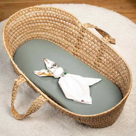 Drap housse couffin en coton jersey uni Beige+Blanc+Écru+Pêche+Vert amande+Vert de gris 6 - vertbaudet enfant 