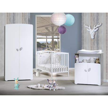 Commode à langer 2 portes en bois - leaf Gris 3 - vertbaudet enfant 