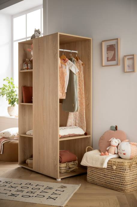 Meuble de rangement avec étagères et penderie en décor bois - up Gris+Marron 10 - vertbaudet enfant 