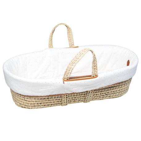 Couffin bébé avec matelas habillage et drap housse pois dorés Blanc à pois or+Camel à pois or+Vert à pois or 1 - vertbaudet enfant 
