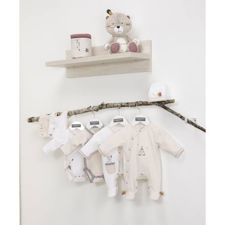Pyjama bébé à manches longues en velours - timouki Beige+Blanc 7 - vertbaudet enfant 