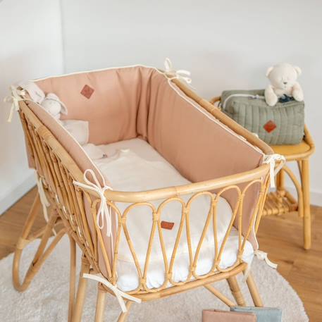 Tour de lit déhoussable et universel en lin Beige+Écru+Pêche+Vert de gris 7 - vertbaudet enfant 