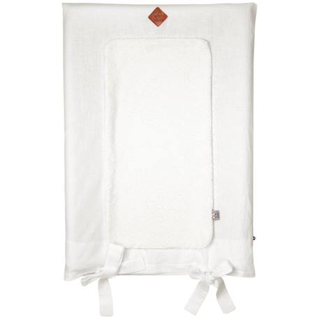 Housse de matelas à langer en lin lavé Beige+Écru+Vert 4 - vertbaudet enfant 