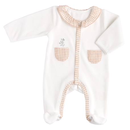Pyjama bébé à manches longues en velours - botanica Blanc+Vert 1 - vertbaudet enfant 