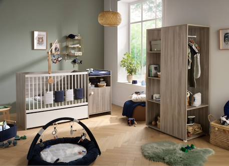Meuble de rangement avec étagères et penderie en décor bois - up Gris+Marron 6 - vertbaudet enfant 