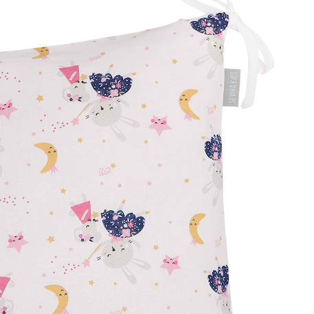 Taies de coussin pour tour de lit modulable fairy flore Bleu marine+Rose 6 - vertbaudet enfant 