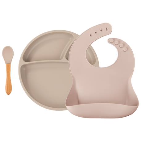 Coffret repas comme un grand assiette cuillère bavoir Caramel+Nude+Rose clair+Terracotta+Vert amande 7 - vertbaudet enfant 