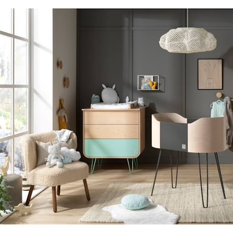 Commode 3 tiroirs pieds métal - bambin Marron/gris+Marron/orange+Marron/vert 9 - vertbaudet enfant 