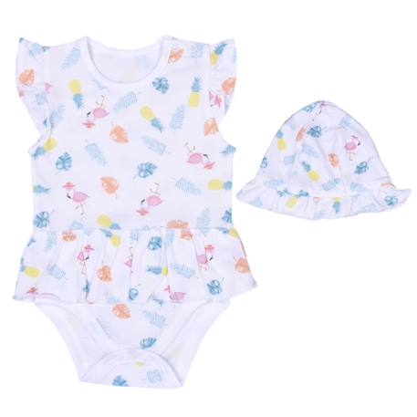 Body robe et chapeau en coton bio tropi Blanc 1 - vertbaudet enfant 