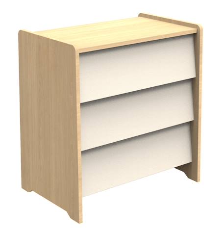 Commode 3 tiroirs façades inclinées en bois décor chêne miel - cannelle Beige+Marron 2 - vertbaudet enfant 