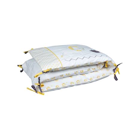 Tour de lit en coton - pluche et pompon Blanc 2 - vertbaudet enfant 