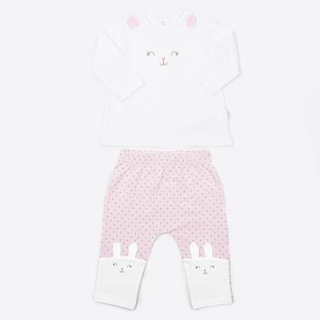 Pyjama bébé 2 pièces en coton bio lapin Bleu+Rose 8 - vertbaudet enfant 