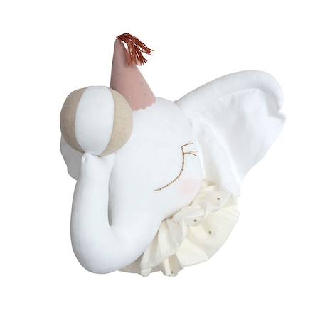 Trophée mural éléphant en lin – décoration chambre bébé enfant Blanc, cirque, rose 1 - vertbaudet enfant 