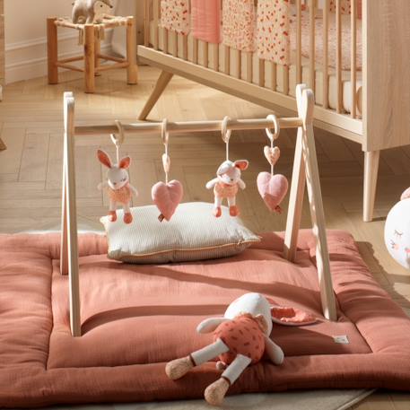 Arche d'éveil bois avec 4 jouets Beige/bleu+Beige/jaune+Beige/rose+Bleu+Ecru/caramel+Jaune+Jaune/vert+Marron+Rose 26 - vertbaudet enfant 