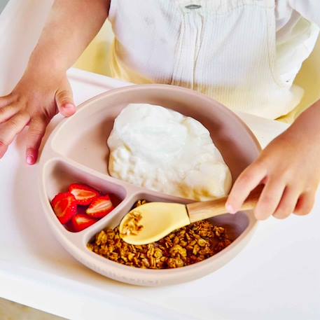 Assiette bébé à ventouse en silicone Caramel+Jaune+Rose clair+Terracotta 10 - vertbaudet enfant 