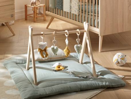 Arche d'éveil bois avec 4 jouets Beige/bleu+Beige/jaune+Beige/rose+Bleu+Ecru/caramel+Jaune+Jaune/vert+Marron+Rose 20 - vertbaudet enfant 