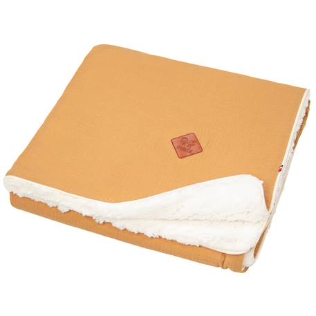 Couverture en gaze de coton et sherpa jeanne Beige+Blanc à pois or+Bleu+Camel+Camel à pois or+Écru+Gris+Rose+Terracotta+Vert à pois or+Vert de gris 15 - vertbaudet enfant 