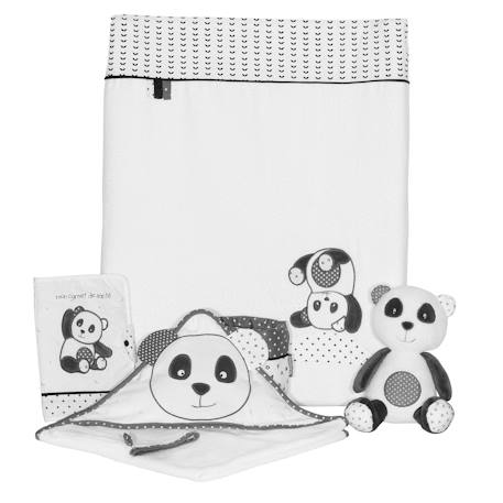 Cape de bain et gant en coton - chao chao Blanc 3 - vertbaudet enfant 