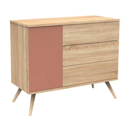 Commode 1 porte et 3 tiroirs - seventies Marron/ecru+Marron/orange+Marron/vert 5 - vertbaudet enfant 