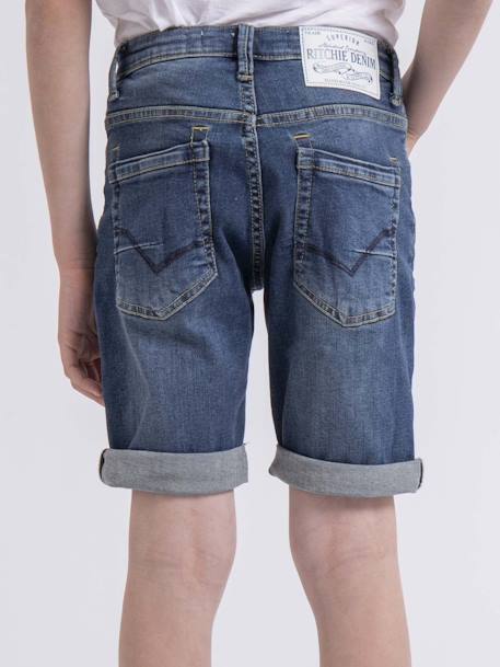 Bermuda en jean bloopy garçon Bleu clair+Bleu foncé 6 - vertbaudet enfant 