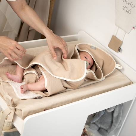 Cape de bain bébé en coton nid d'abeille Beige+Bleu+Écru+Gris clair+Rose 26 - vertbaudet enfant 