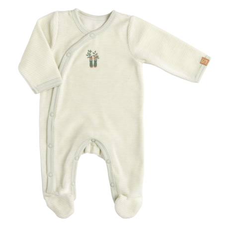 Pyjama bébé à manches longues en velours - botanica Blanc+Vert 6 - vertbaudet enfant 