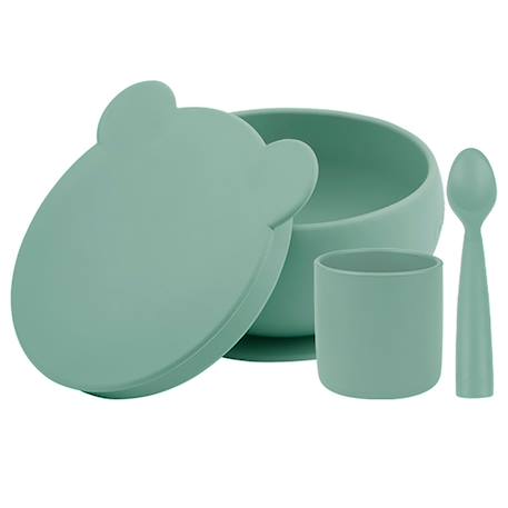 Coffret mes premiers repas bol cuillère gobelet Vert amande 1 - vertbaudet enfant 