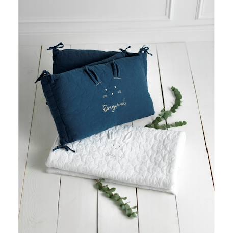 Tour de lit bébé en coton - original Bleu ciel+Bleu nuit+Jaune+Rose 10 - vertbaudet enfant 
