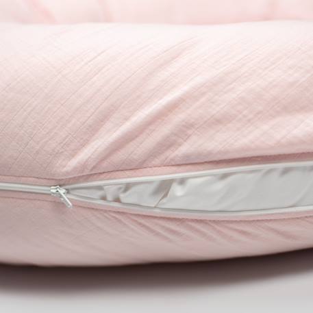 Housse pour coussin de maternité et d'allaitement en gaze de coton Beige+Bleu+Rose 14 - vertbaudet enfant 