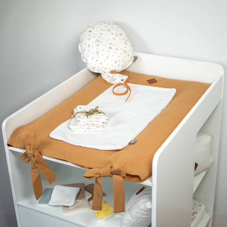 Housse de matelas à langer en gaze de coton jeanne Beige+Blanc+Bleu+Camel+Écru+Gris clair+Terracotta+Vert de gris+Vieux rose 18 - vertbaudet enfant 