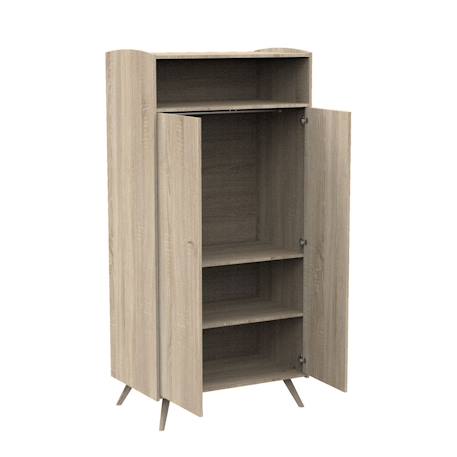Armoire 2 portes et 1 niche - access Marron+Marron/blanc 3 - vertbaudet enfant 