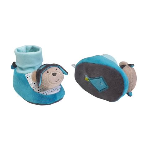 Chaussons bébé en velours - lazare Bleu 2 - vertbaudet enfant 