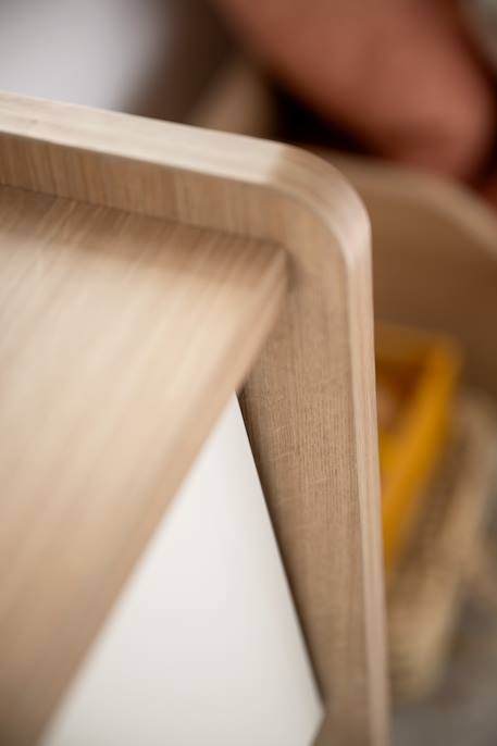 Commode 3 tiroirs façades inclinées en bois décor chêne miel - cannelle Beige+Marron 3 - vertbaudet enfant 